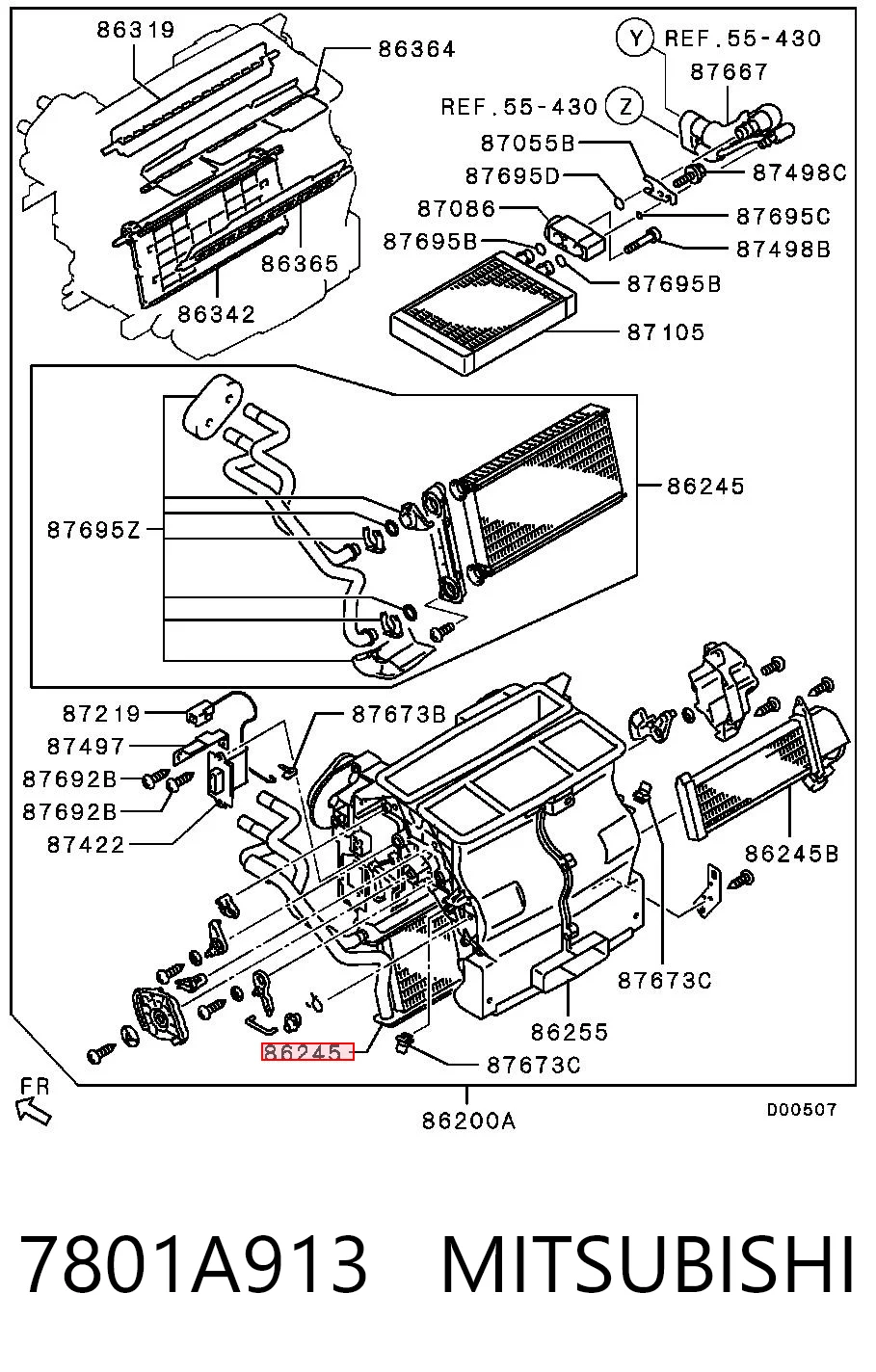 7801A913 Mitsubishi Radiador interior