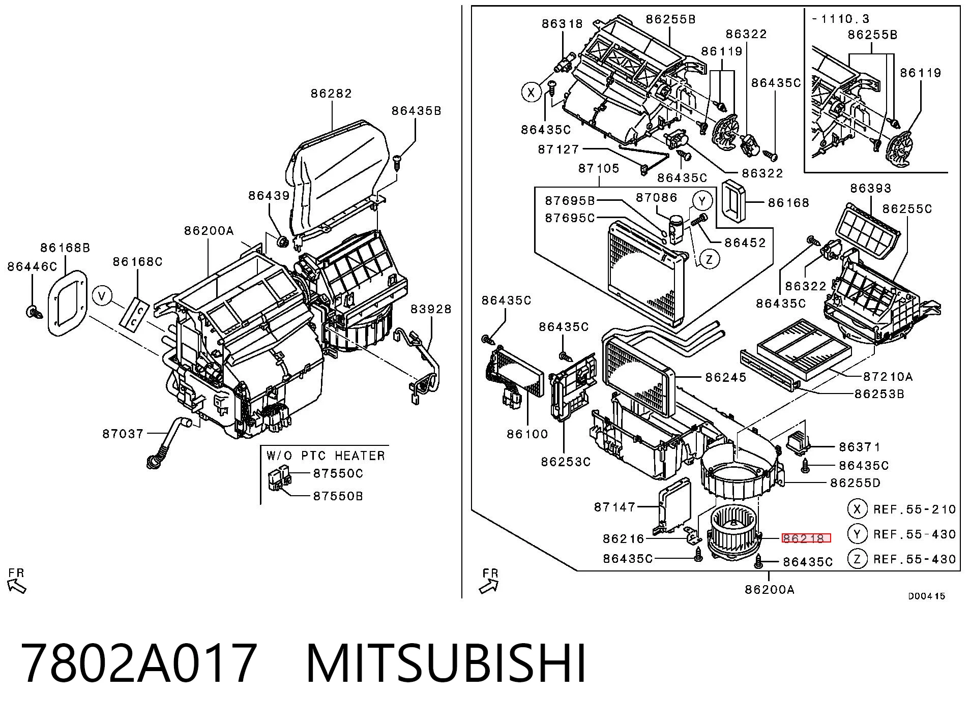 7802A017 Mitsubishi Ventilador de habitáculo