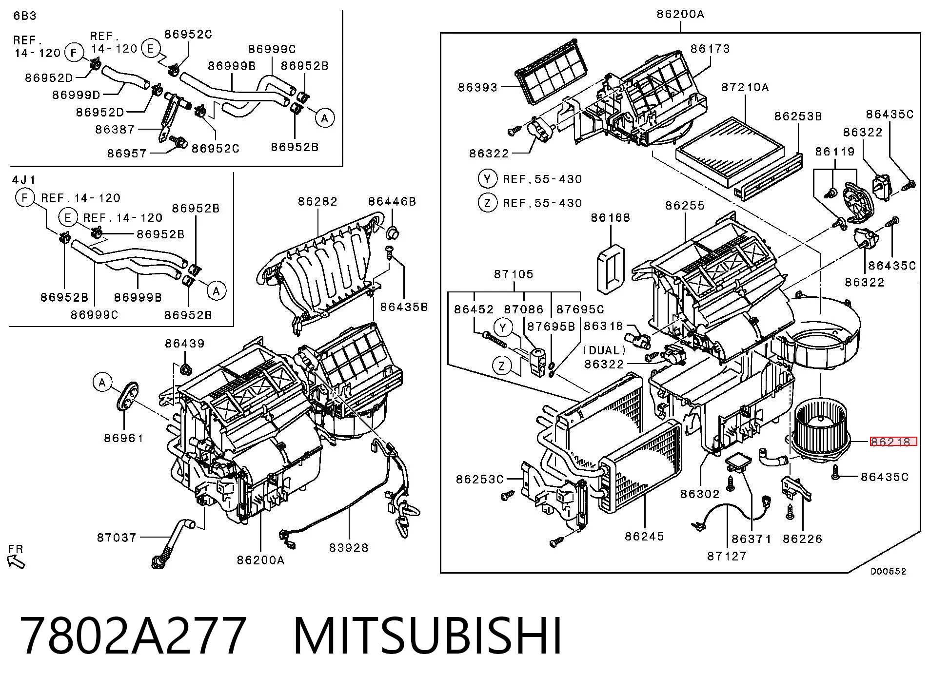 7802A277 Mitsubishi Ventilador de habitáculo