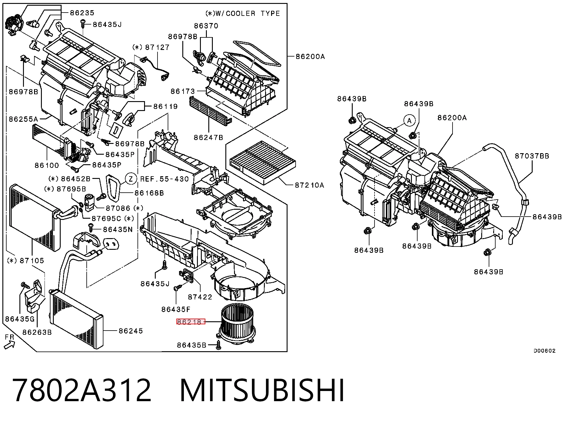 7802A312 Mitsubishi Ventilador de habitáculo
