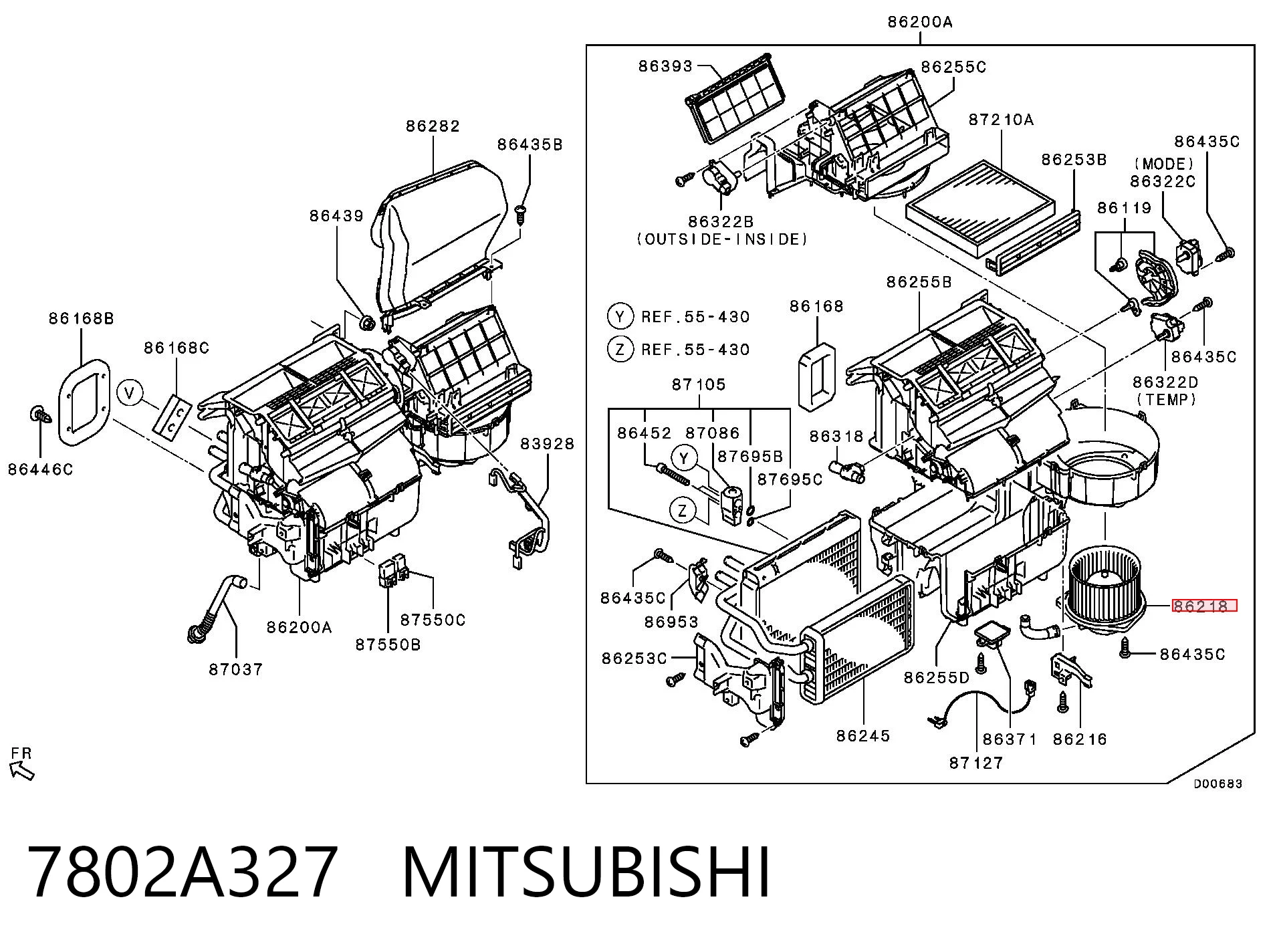 7802A327 Mitsubishi Ventilador de habitáculo
