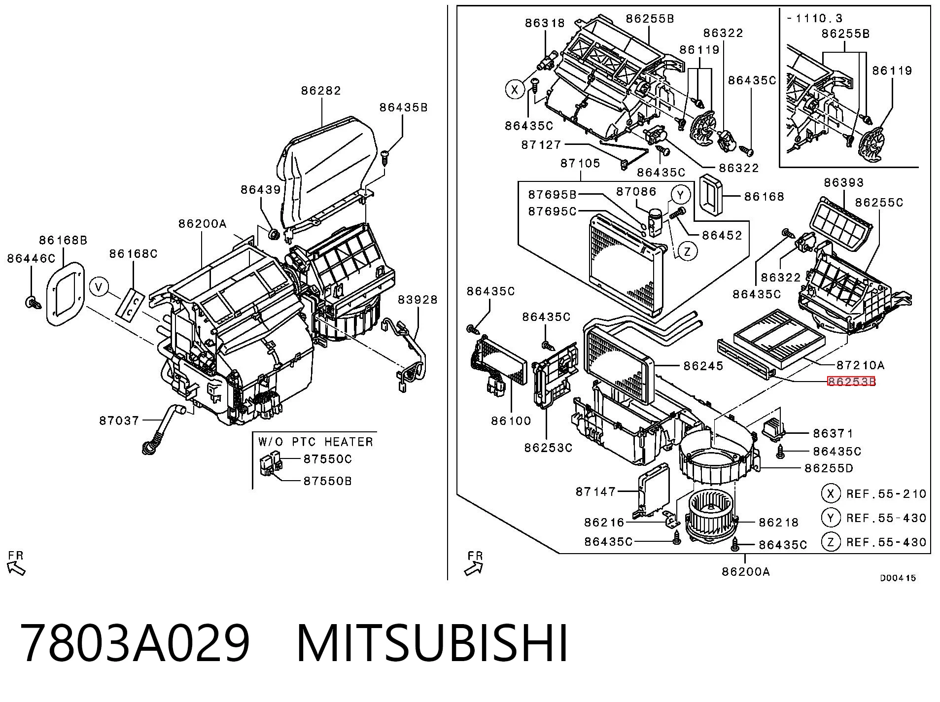 7803A029 Mitsubishi Marco del filtro de habitáculo