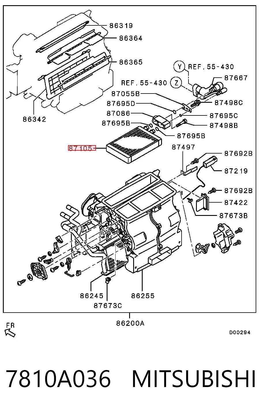 7810A036 Mitsubishi Evaporador, aire acondicionado