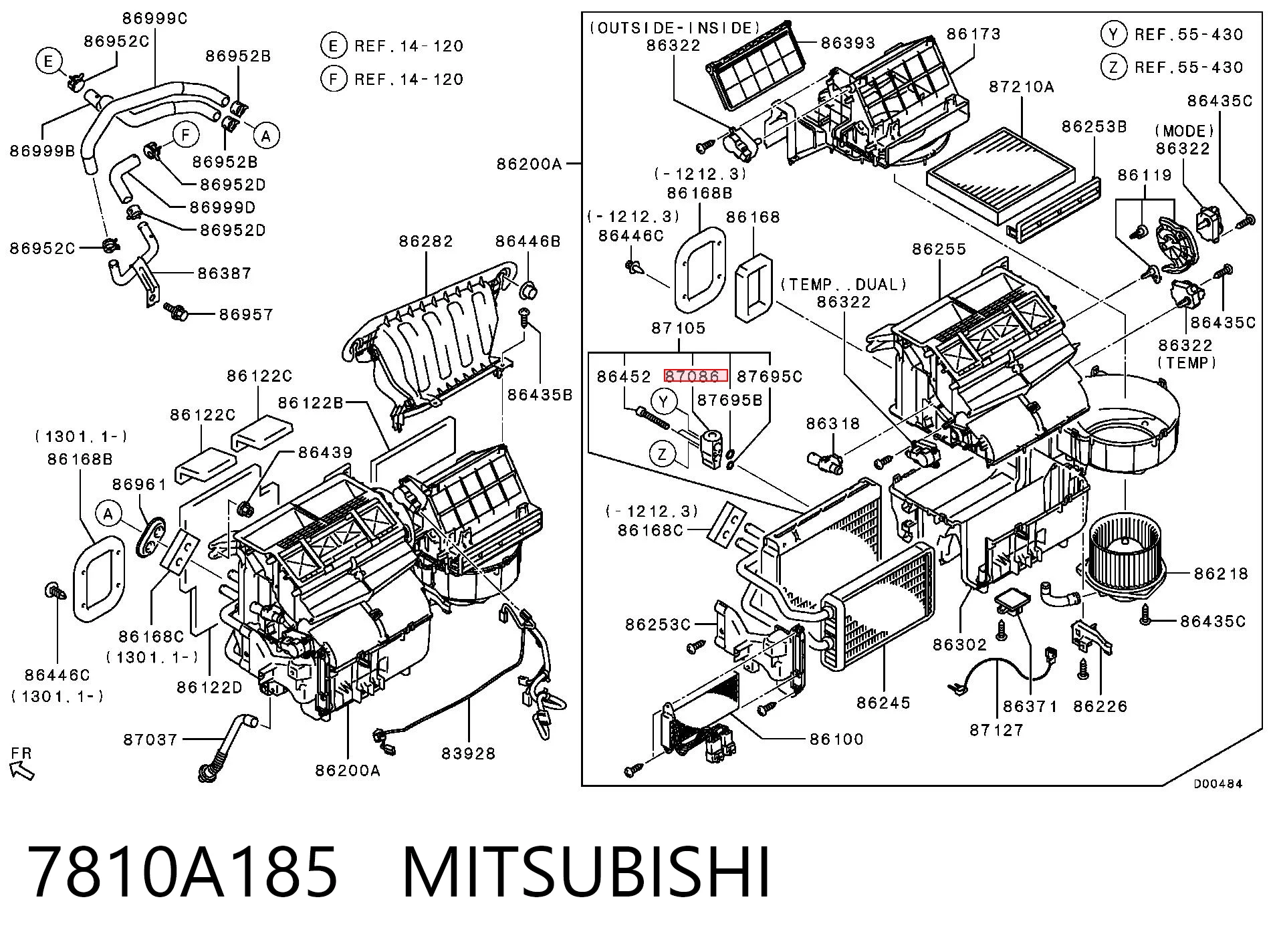 7810A185 Mitsubishi Válvula TRV del aire acondicionado