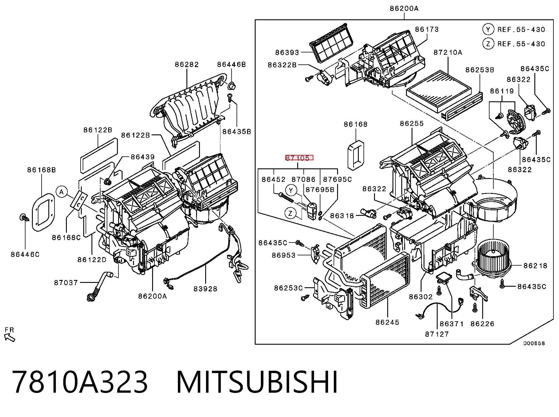 7810A323 Mitsubishi Evaporador, aire acondicionado