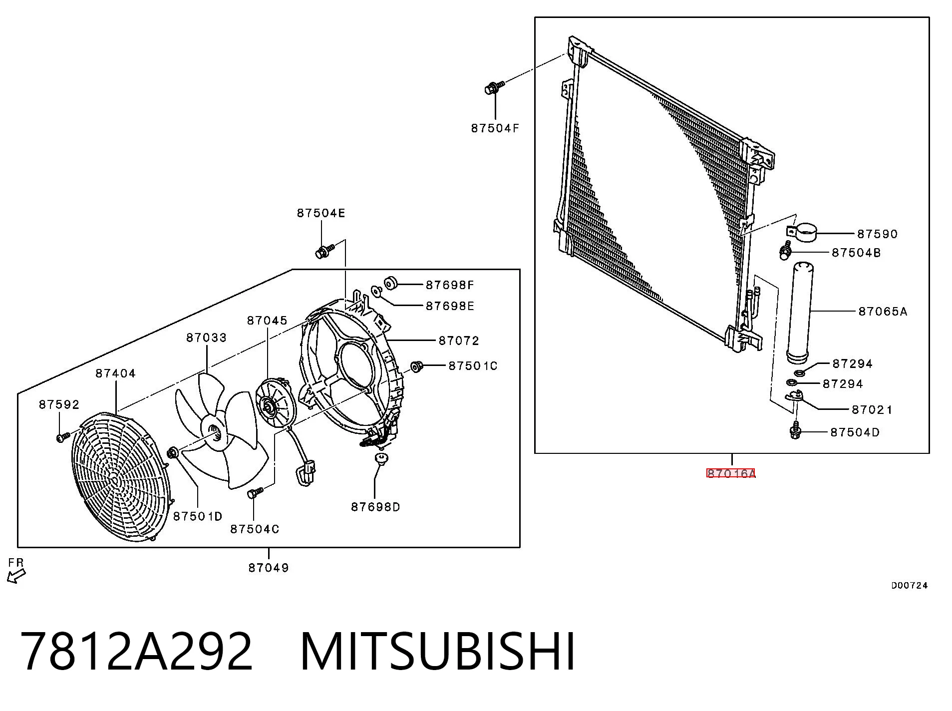 7812A292 Mitsubishi Radiador de aire acondicionado