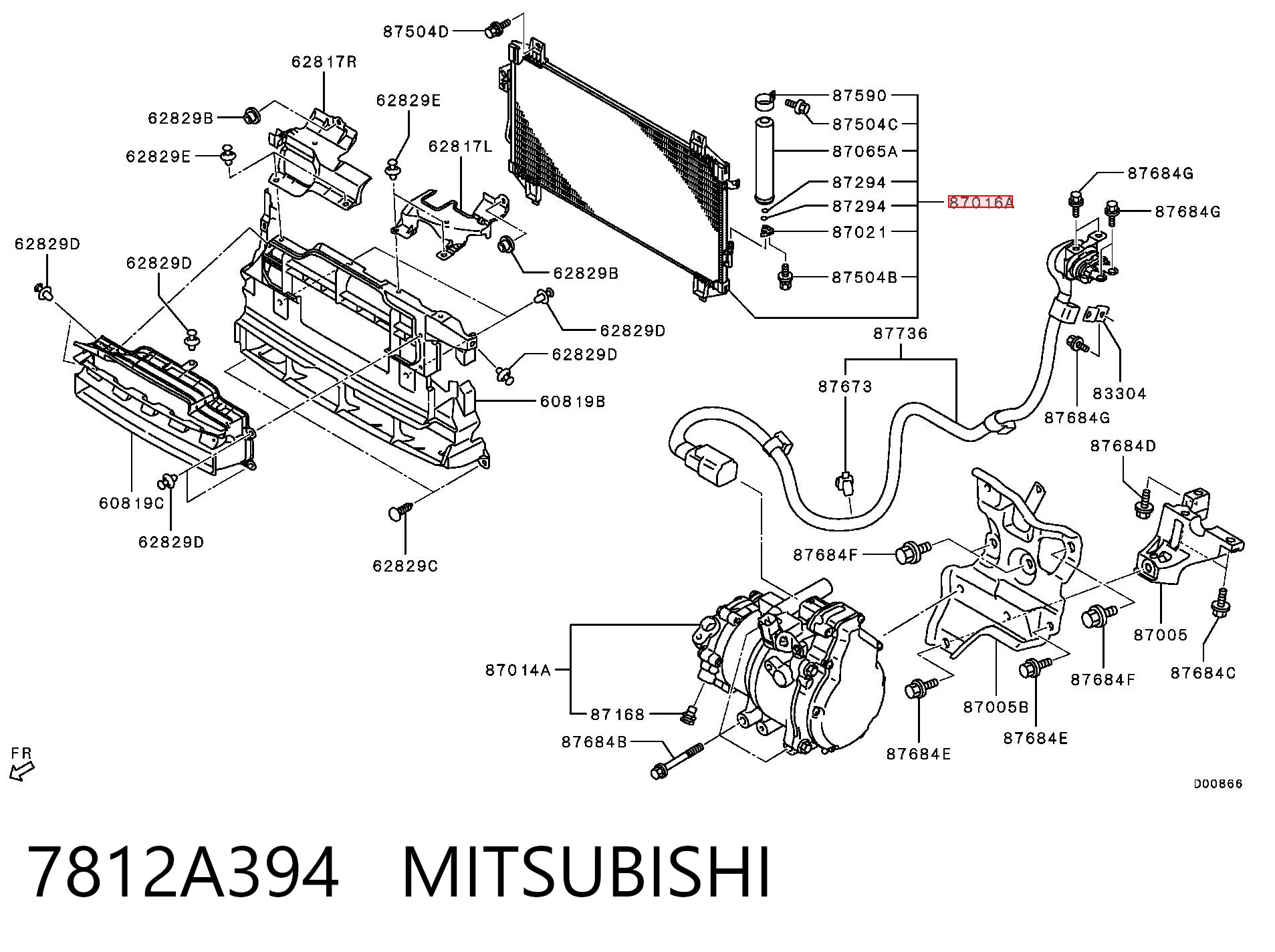 7812A394 Mitsubishi Radiador de aire acondicionado