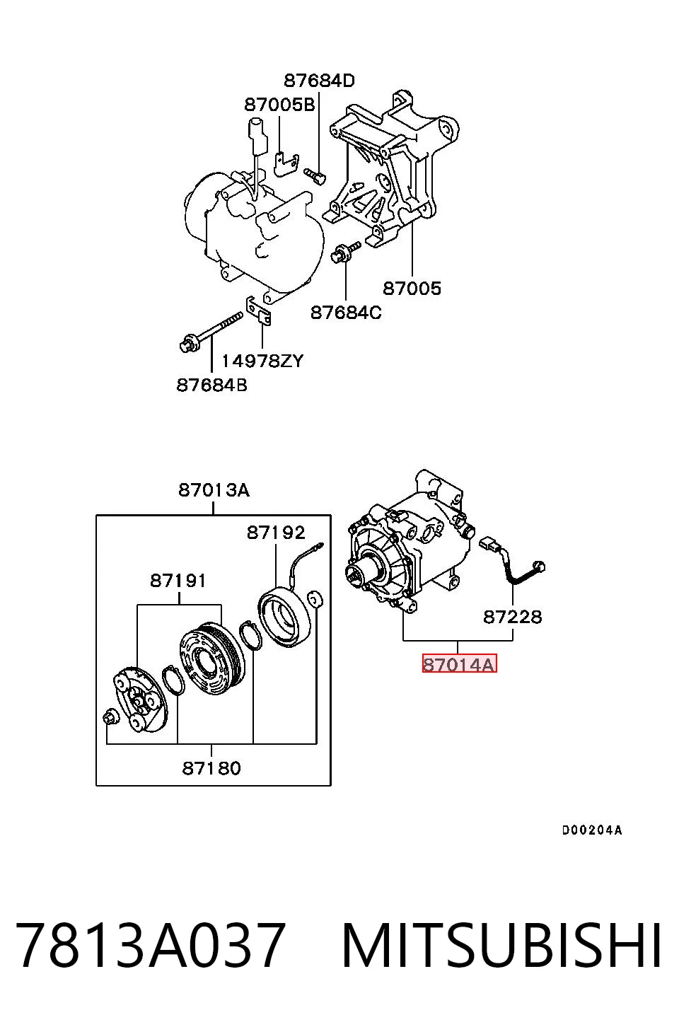 7813A037 Mitsubishi Compresor climatizador