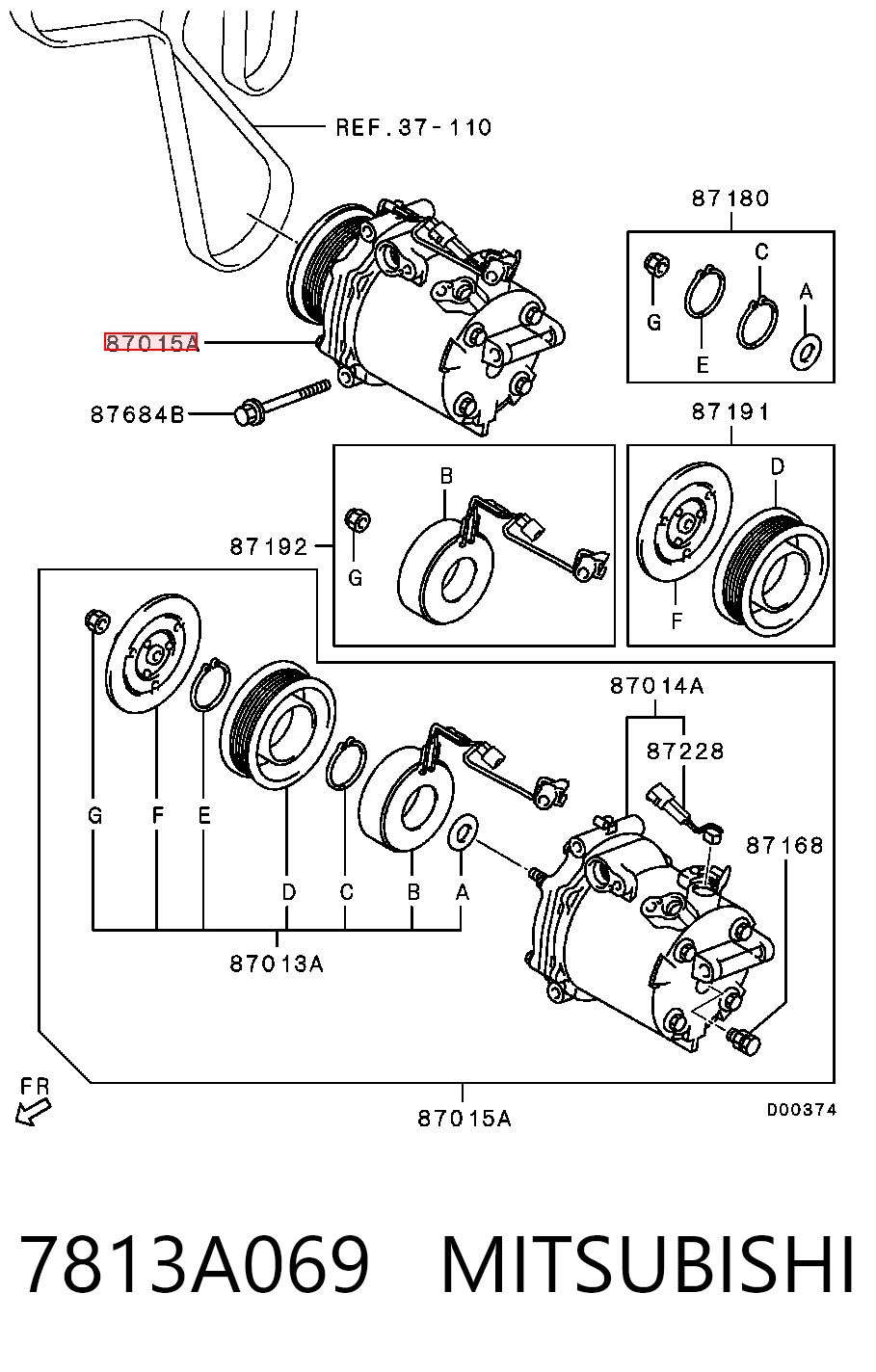 7813A069 Mitsubishi Compresor climatizador