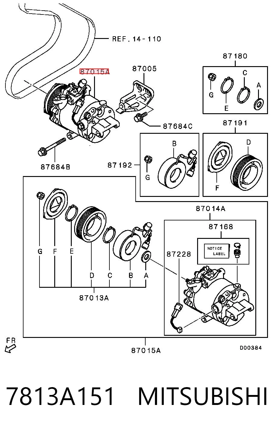 7813A151 Mitsubishi Compresor climatizador