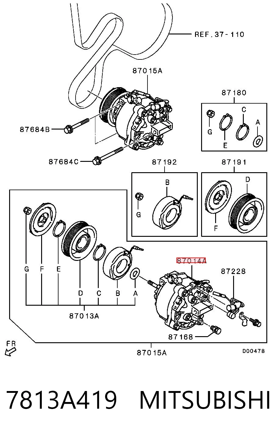 7813A419 Mitsubishi Compresor climatizador