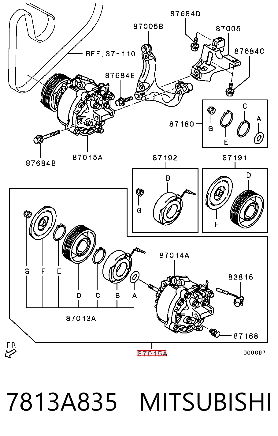 7813A835 Mitsubishi Compresor climatizador