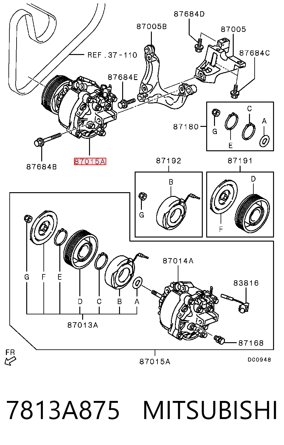 Compresor de ac para Mitsubishi Outlander III (GF, GG)
