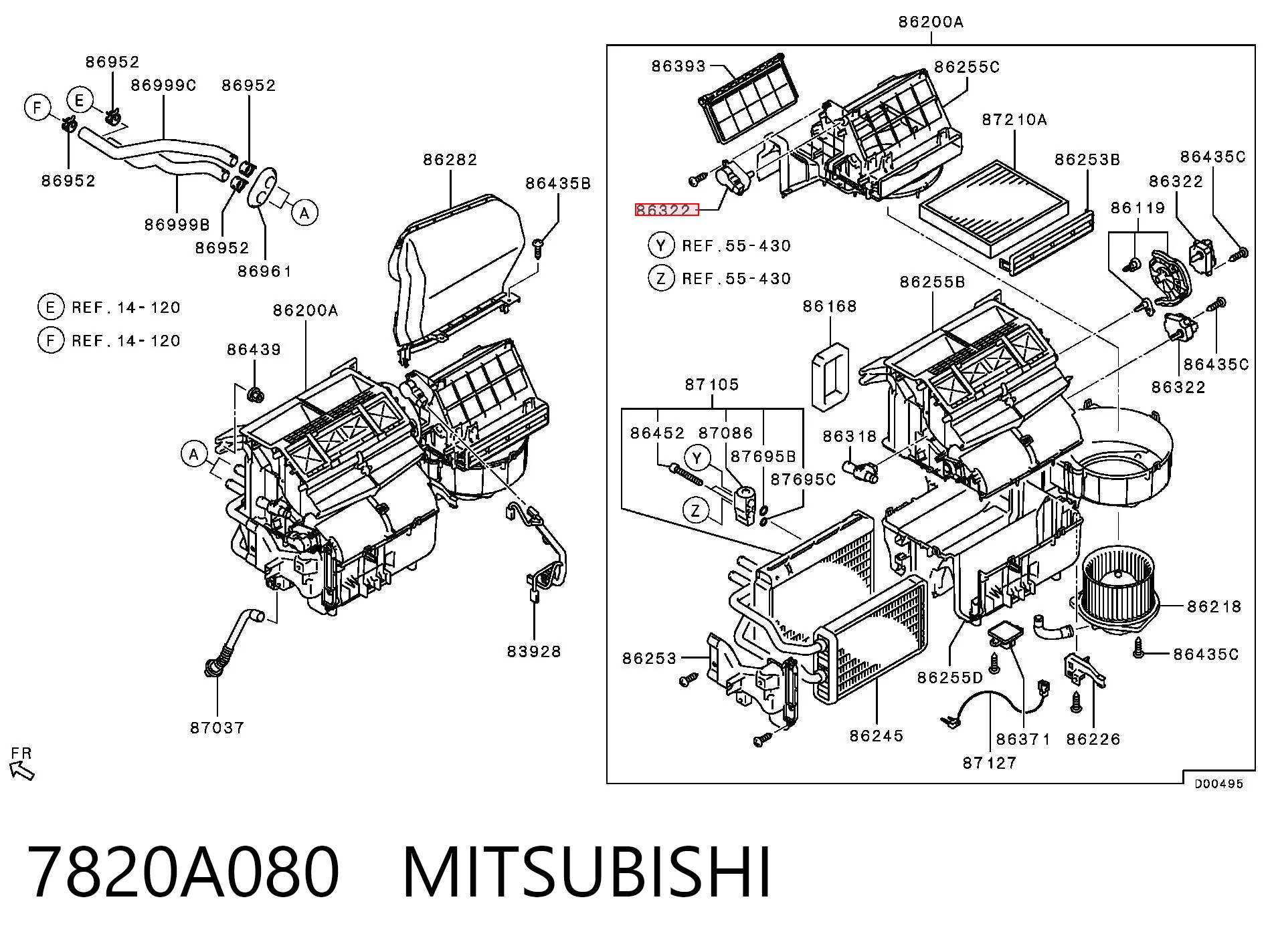 7820A080 Mitsubishi Actuador de compuerta de calefacción