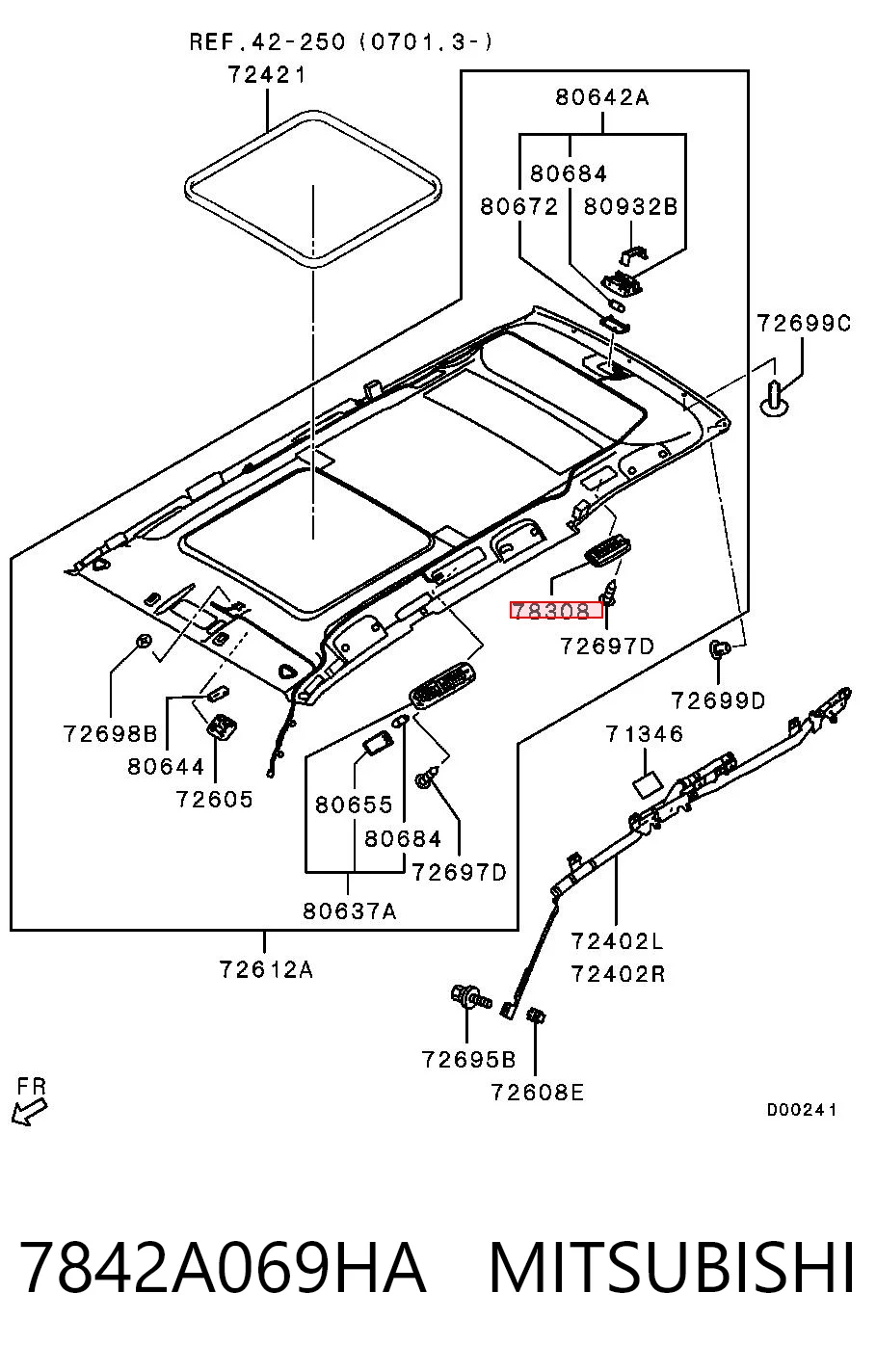 7842A069HA Mitsubishi Rejilla de ventilación trasera del habitáculo