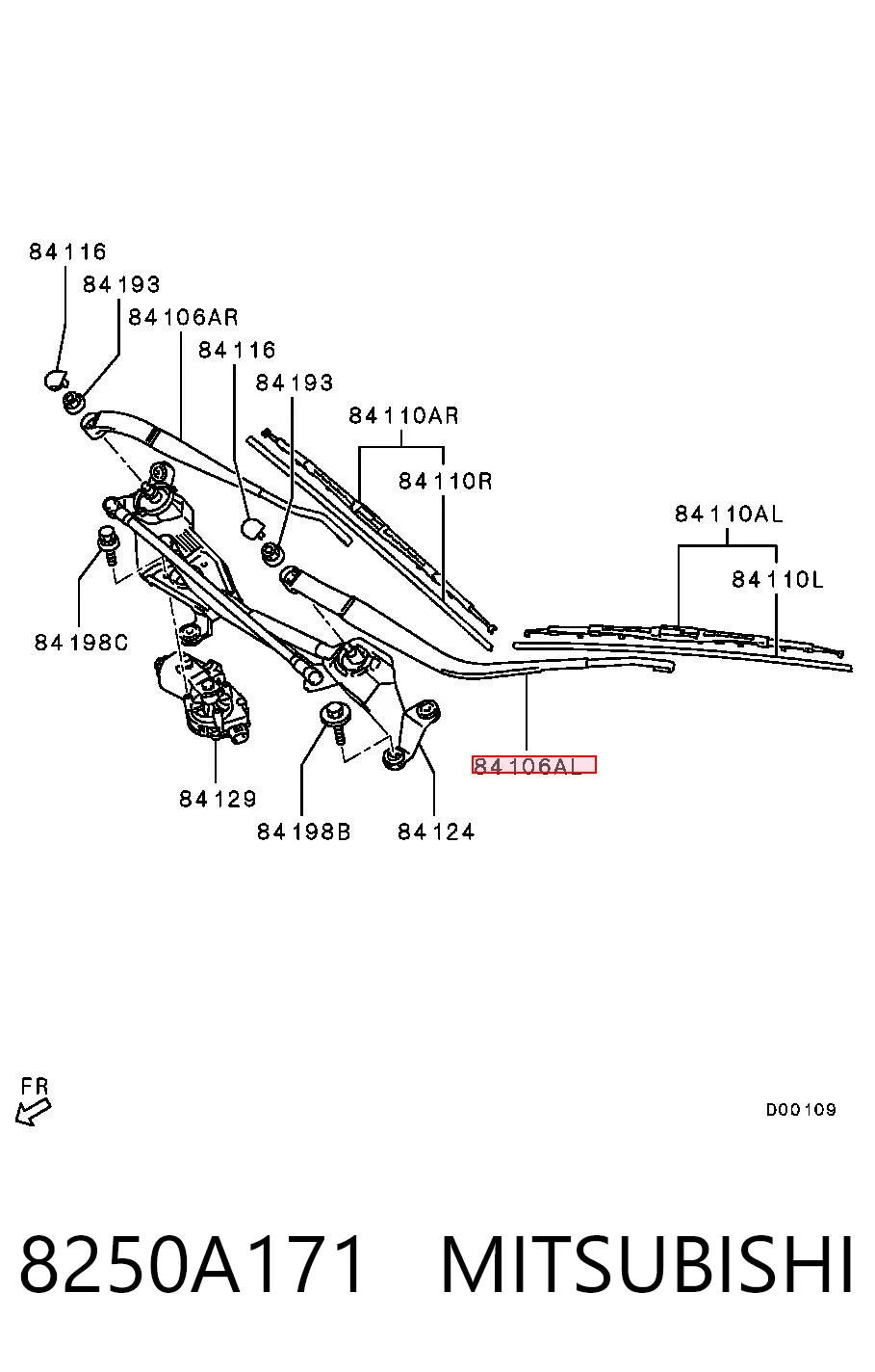 8250A171 Mitsubishi Brazo del limpiaparabrisas lavado de parabrisas