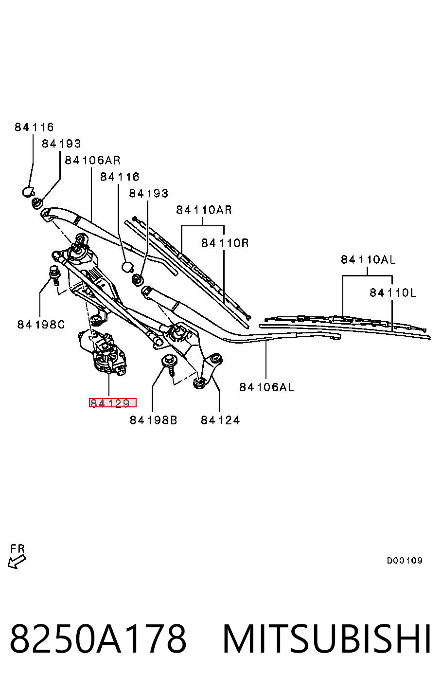 8250A178 Mitsubishi Motor del limpiaparabrisas