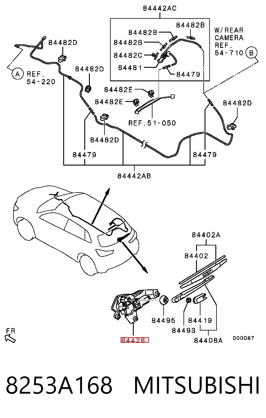 8253A168 Mitsubishi Motor del limpiaparabrisas trasero
