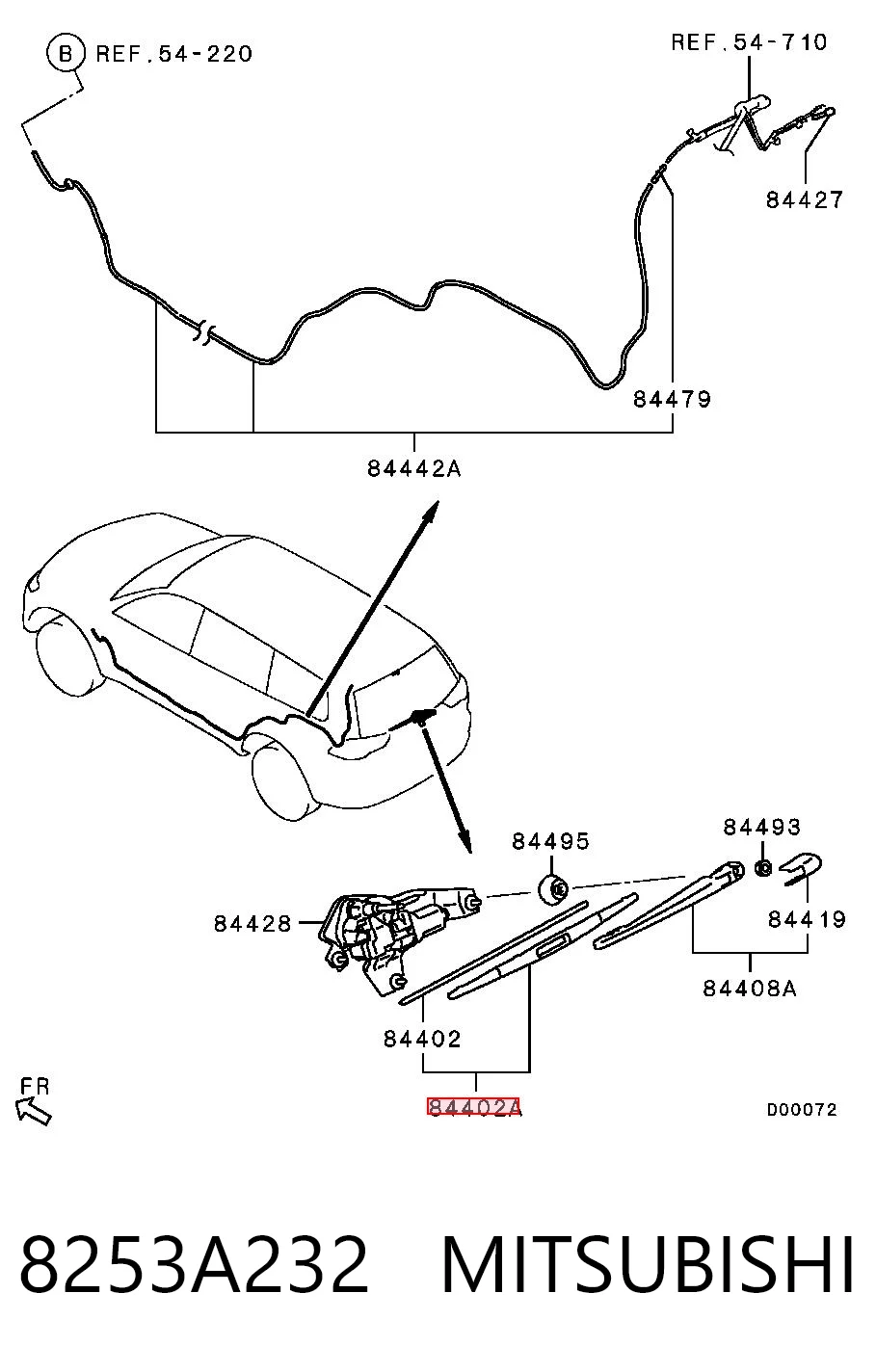 8253A232 Mitsubishi Limpiaparabrisas trasero