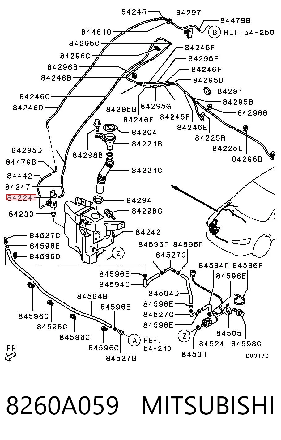 8260A059 Mitsubishi Bomba-motor del lavaparabrisas trasero
