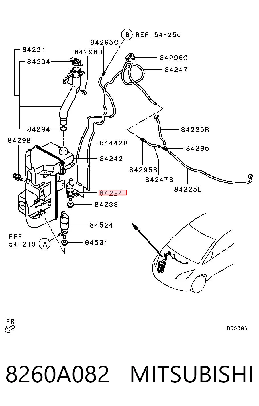 8260A082 Mitsubishi Bomba-motor de limpiaparabrisas delantero/trasero