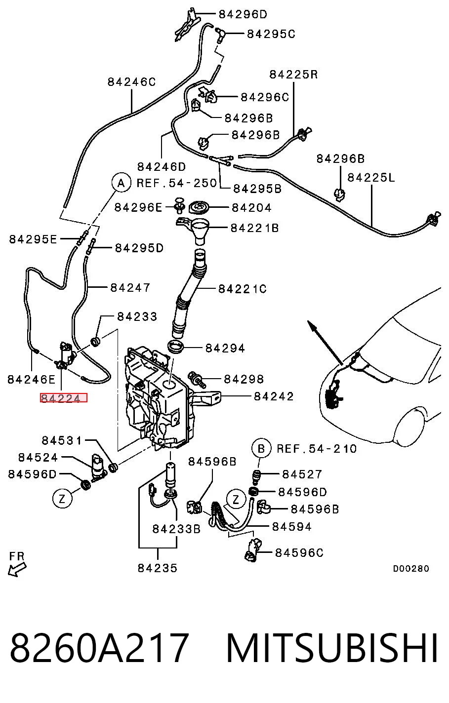 8260A217 Mitsubishi Bomba-motor de limpiaparabrisas delantero/trasero