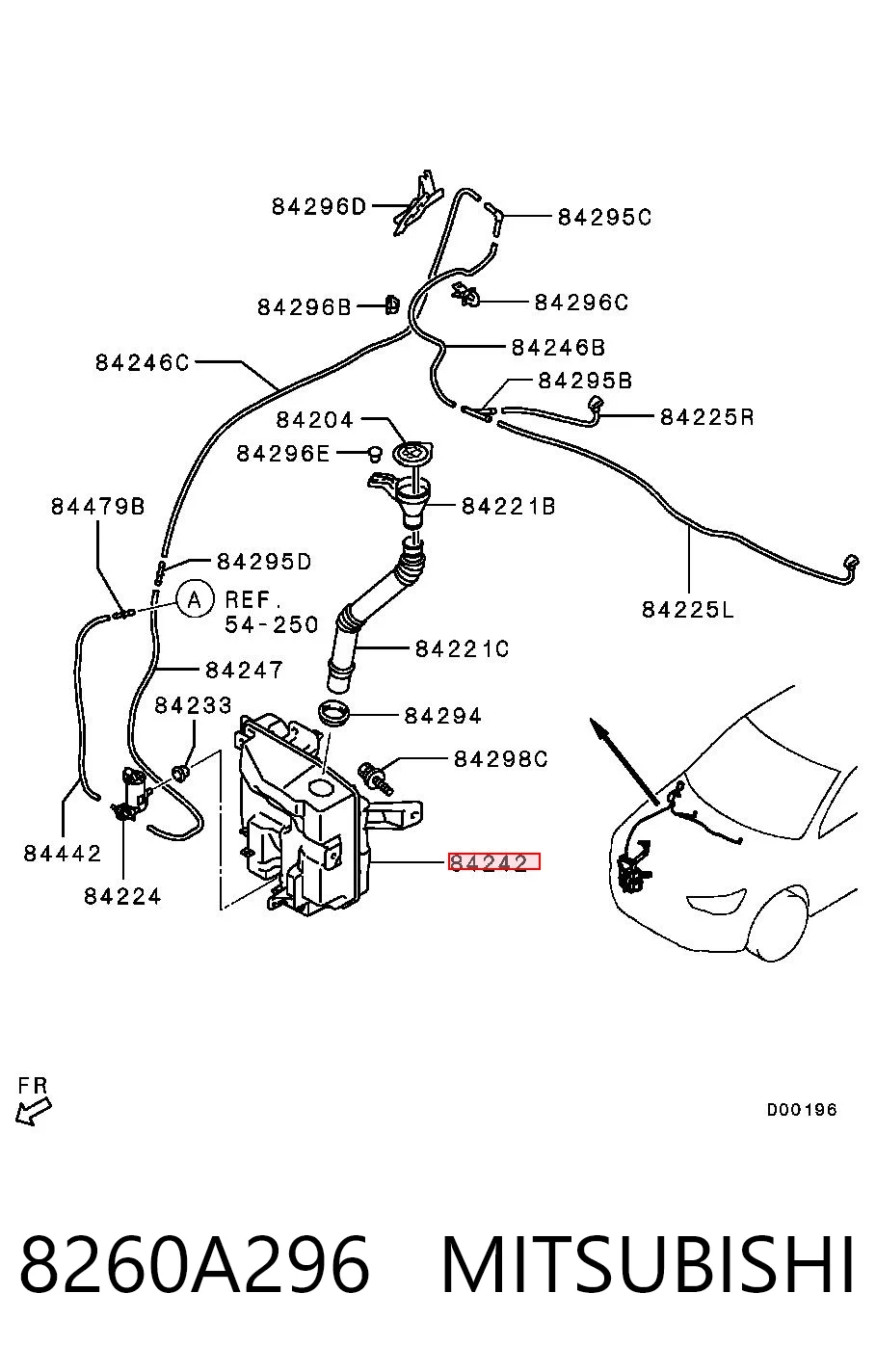 Depósito de líquido limpiaparabrisas 8260A296 MITSUBISHI
