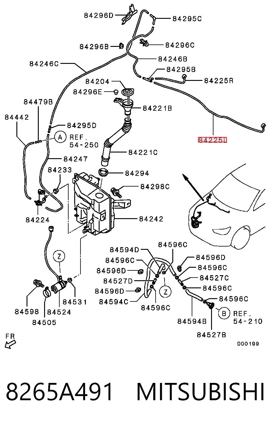 8265A491 Mitsubishi Boquilla del lavaparabrisas izquierda