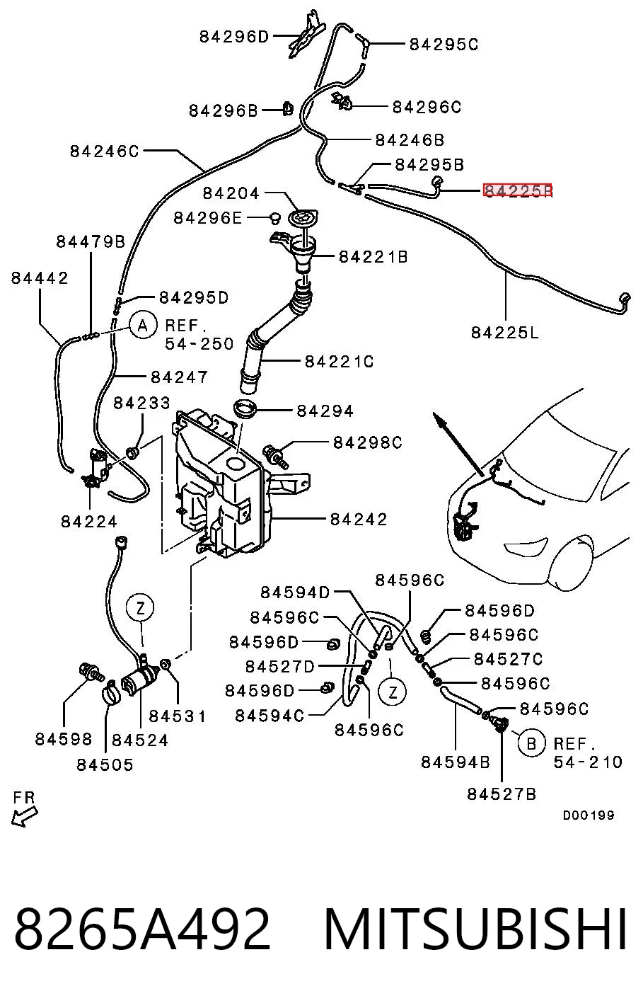 8265A492 Mitsubishi Boquilla del lavaparabrisas derecha