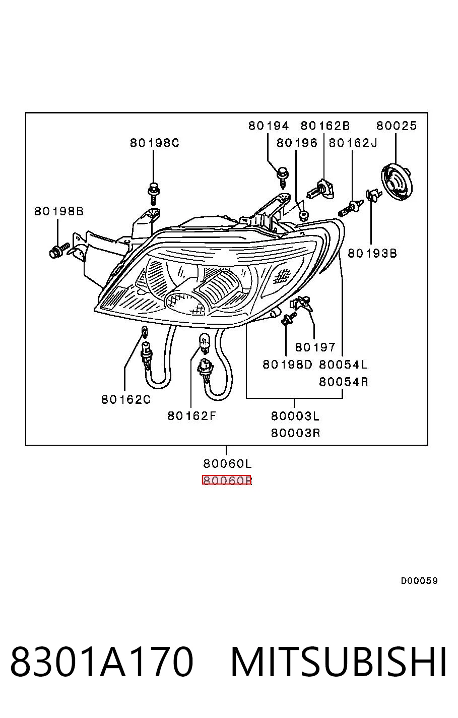 Faro derecho 8301A170 MITSUBISHI