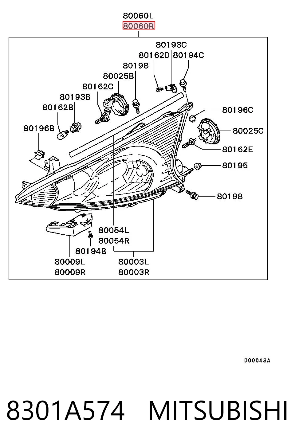 Luz derecha para Mitsubishi Grandis  NAW