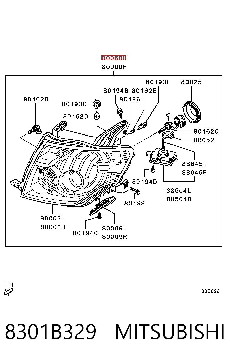 Faro izquierdo 8301B329 MITSUBISHI