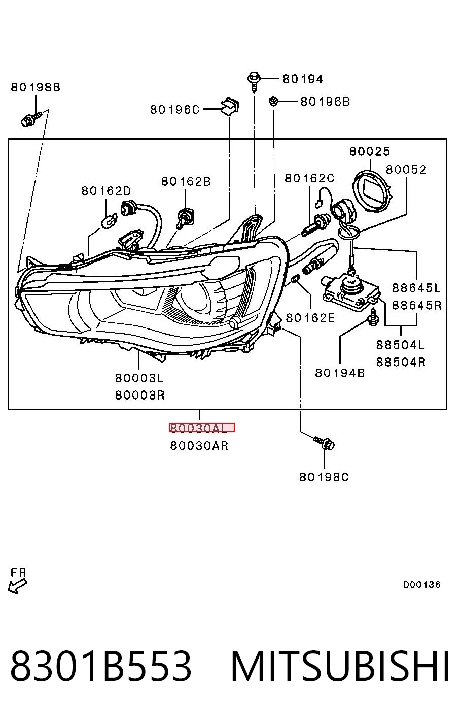 Faro izquierdo 8301B553 MITSUBISHI