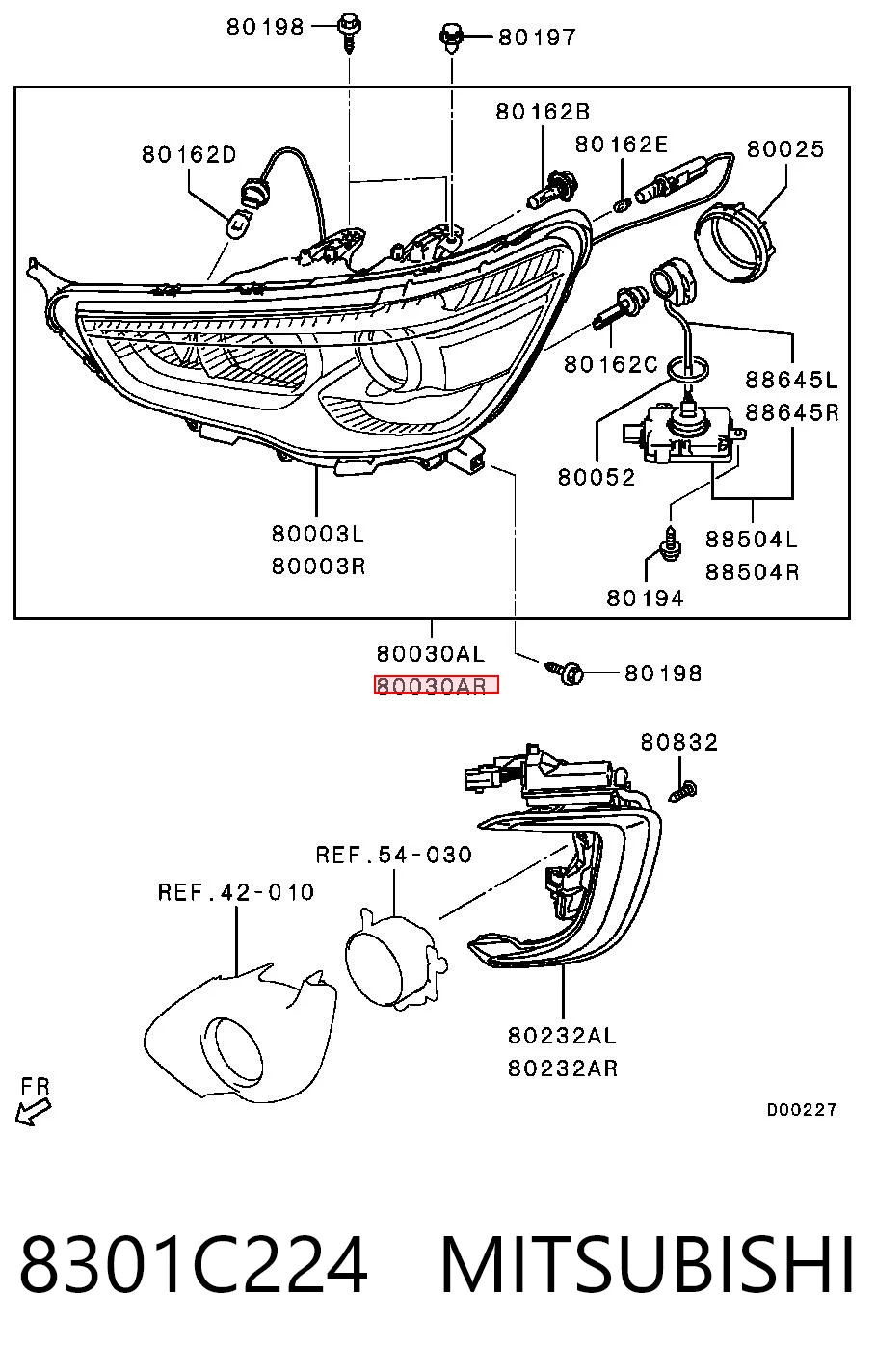 Faro delantero derecho Chrysler 8301C896