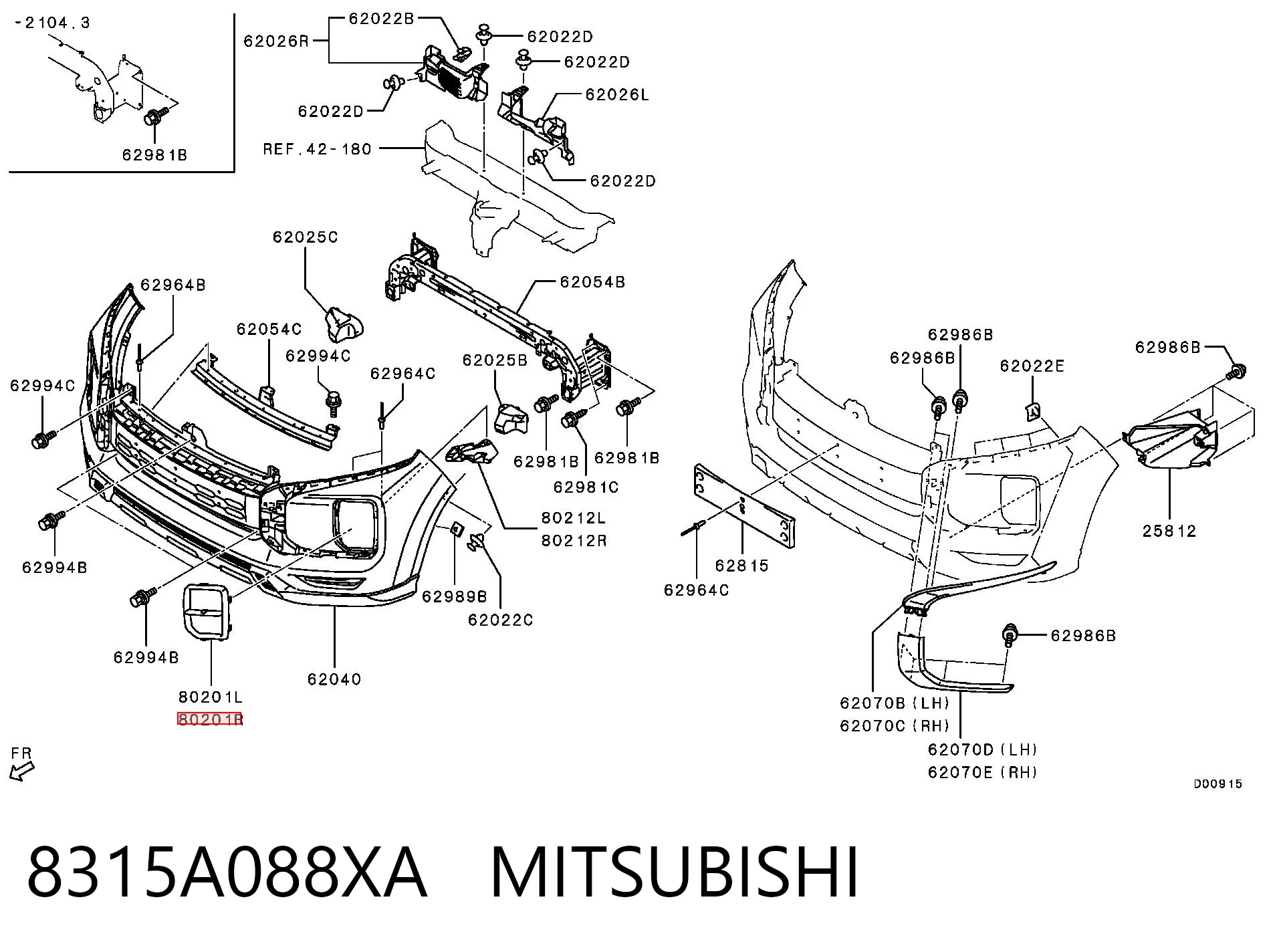 8315A088XA Mitsubishi Embellecedor de faro antiniebla derecho