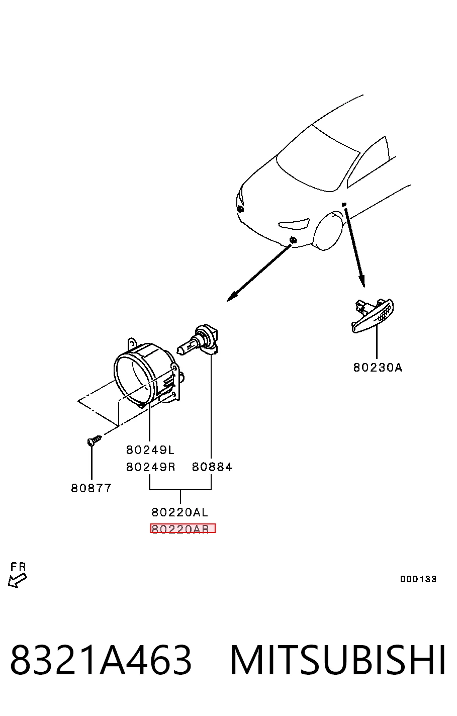 8321A463 Mitsubishi Luz antiniebla