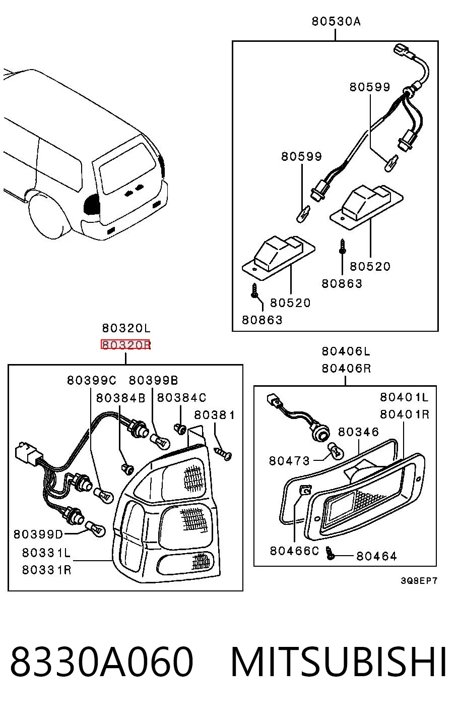  para Mitsubishi Pajero  (K90)