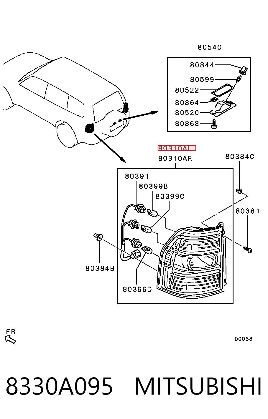 Piloto trasero izquierdo 8330A597 Chrysler