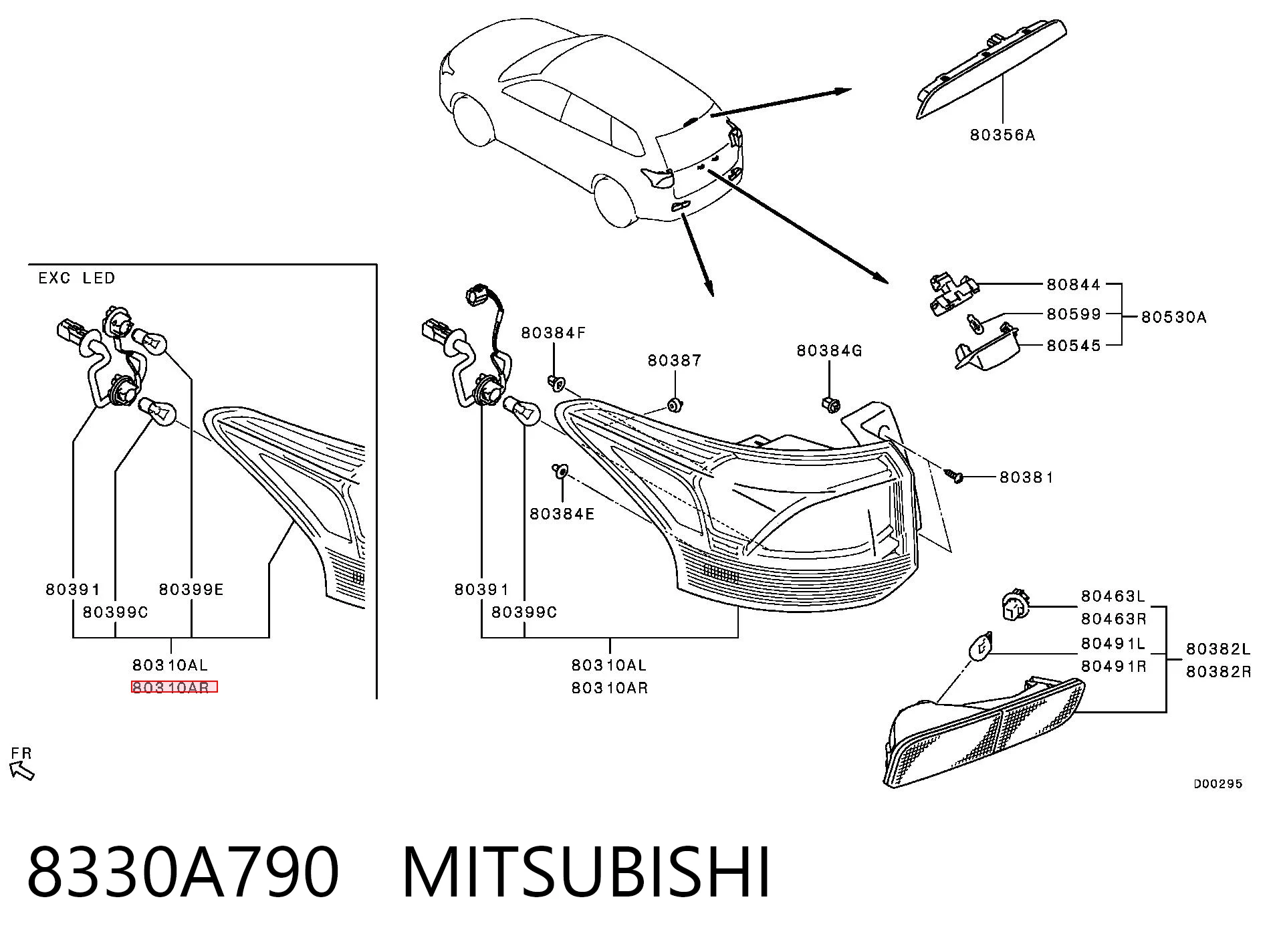8330A790 Mitsubishi Piloto trasero derecho