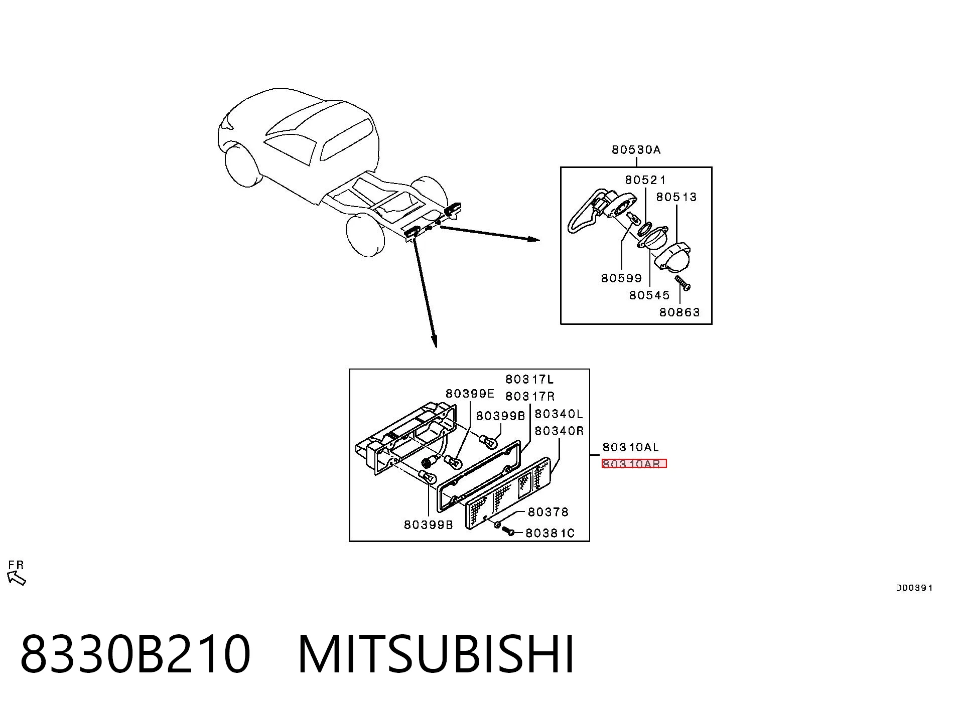 8330B210 Mitsubishi Piloto trasero derecho