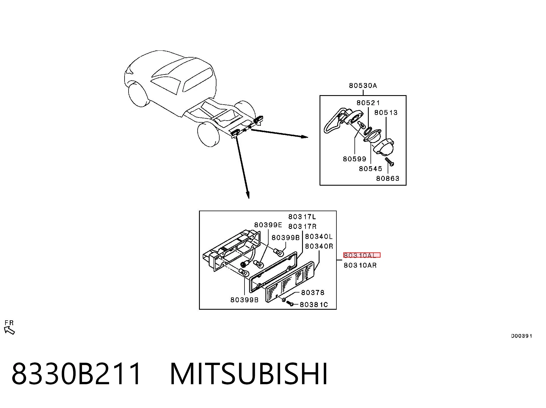 8330B211 Mitsubishi Piloto trasero izquierdo