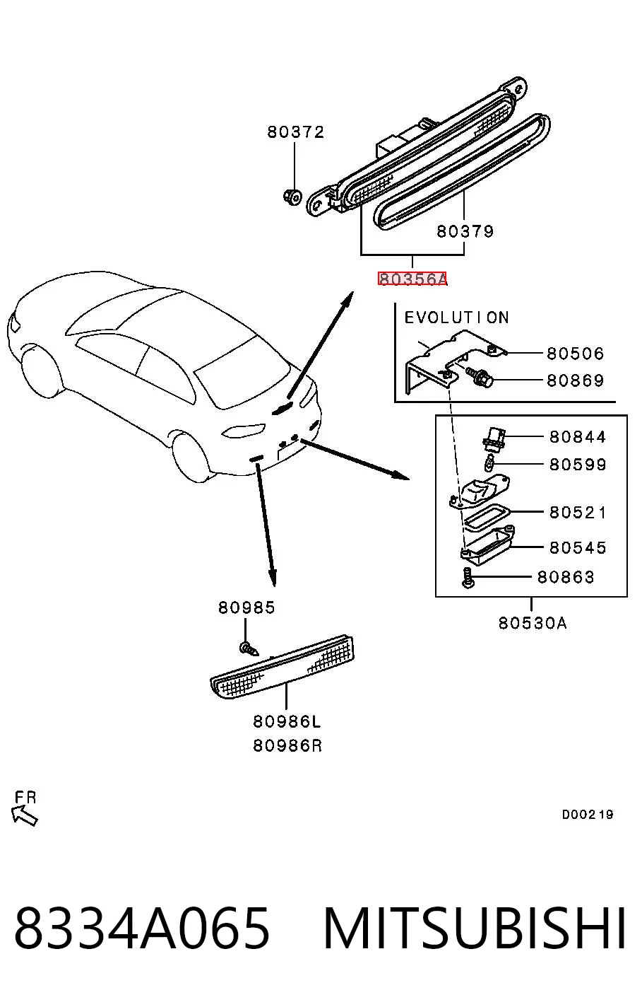 8334A065 Mitsubishi Luz central de freno