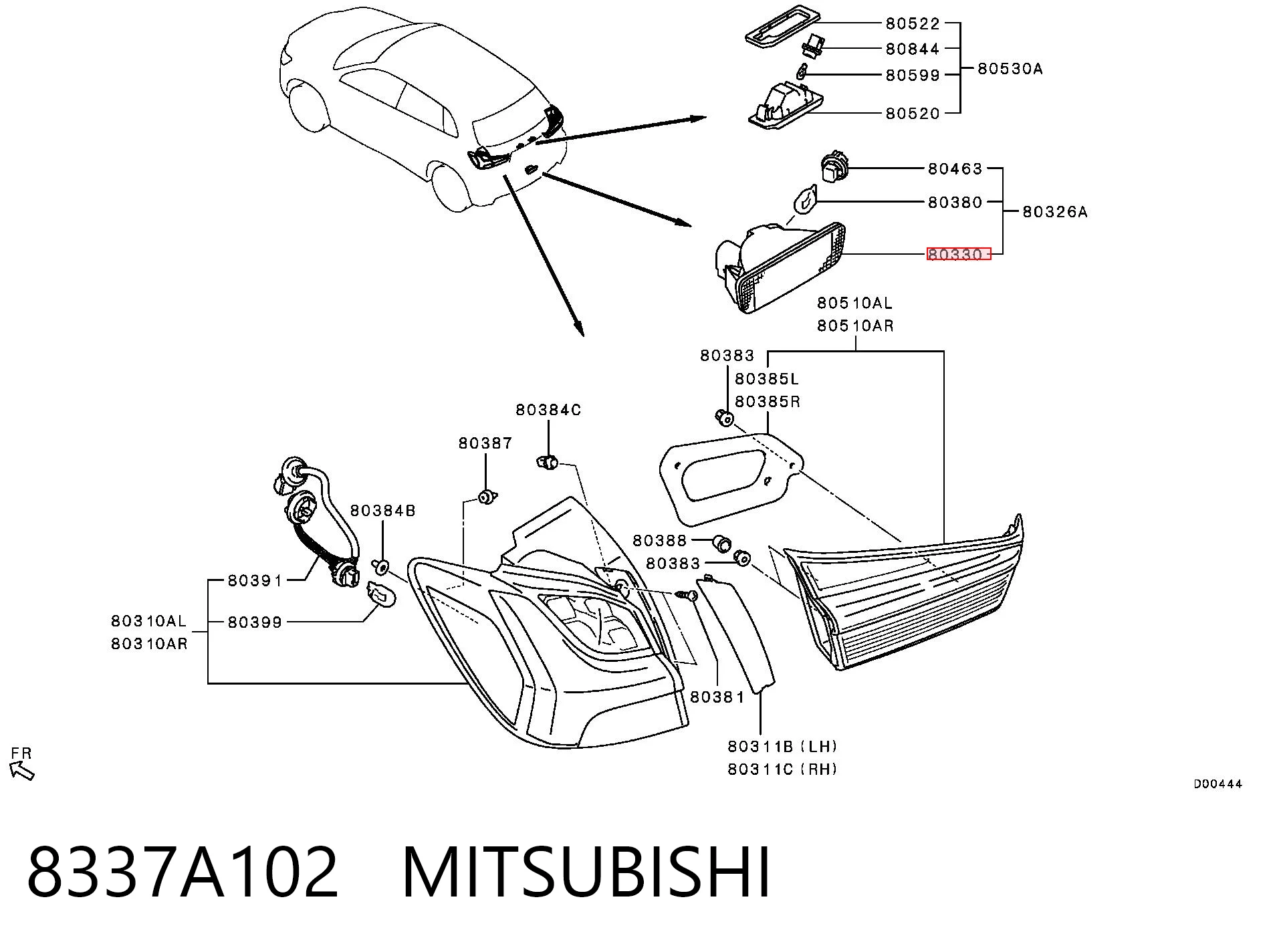 8337A102 Mitsubishi Luz antiniebla trasera
