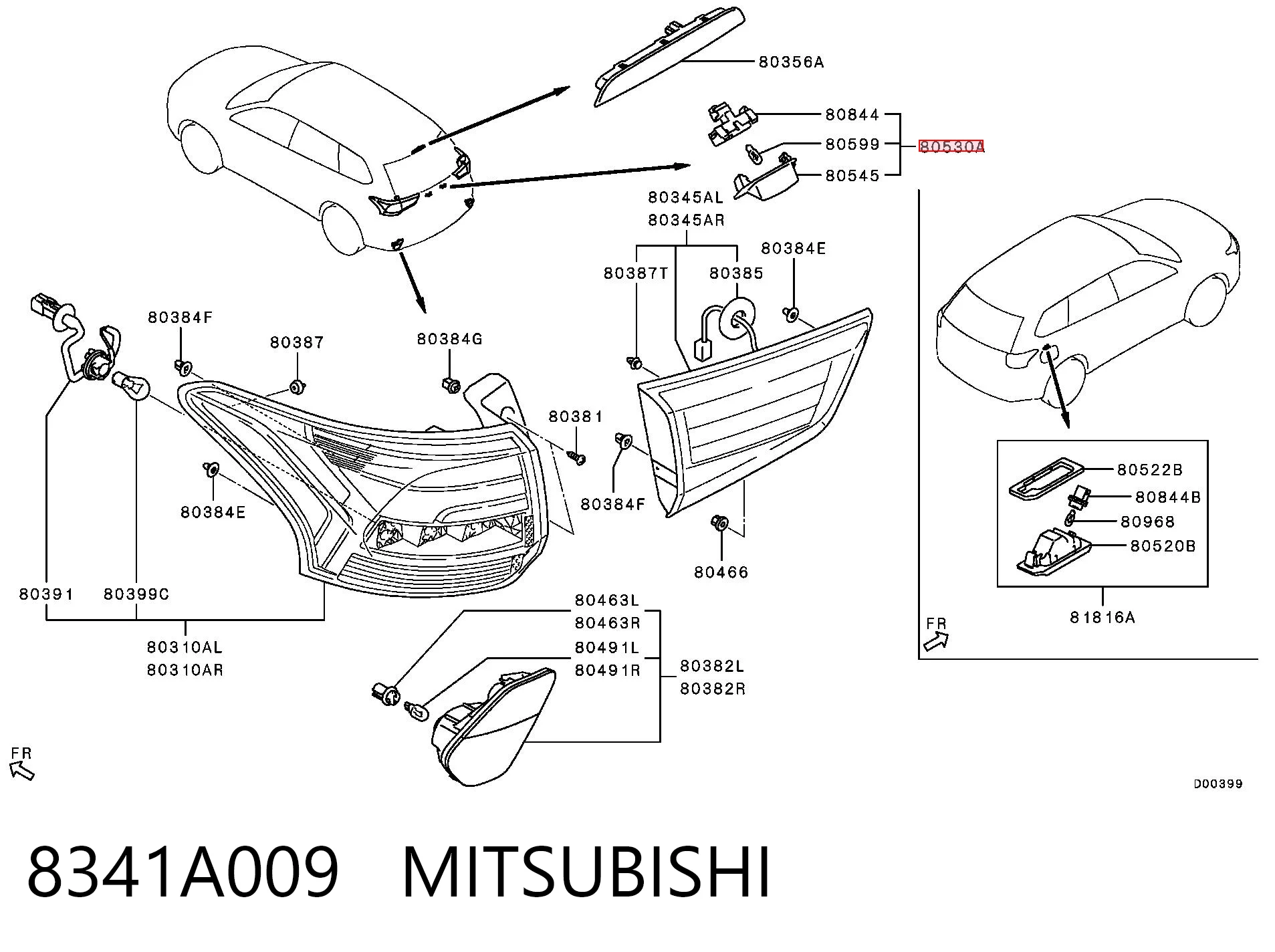 8341A009 Mitsubishi Luz de matricula
