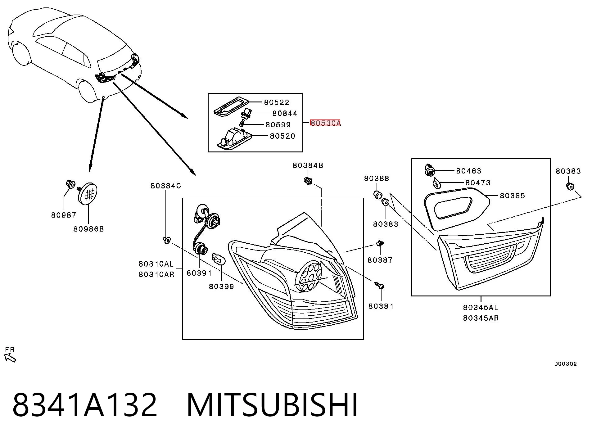 8341A132 Mitsubishi Luz de matricula