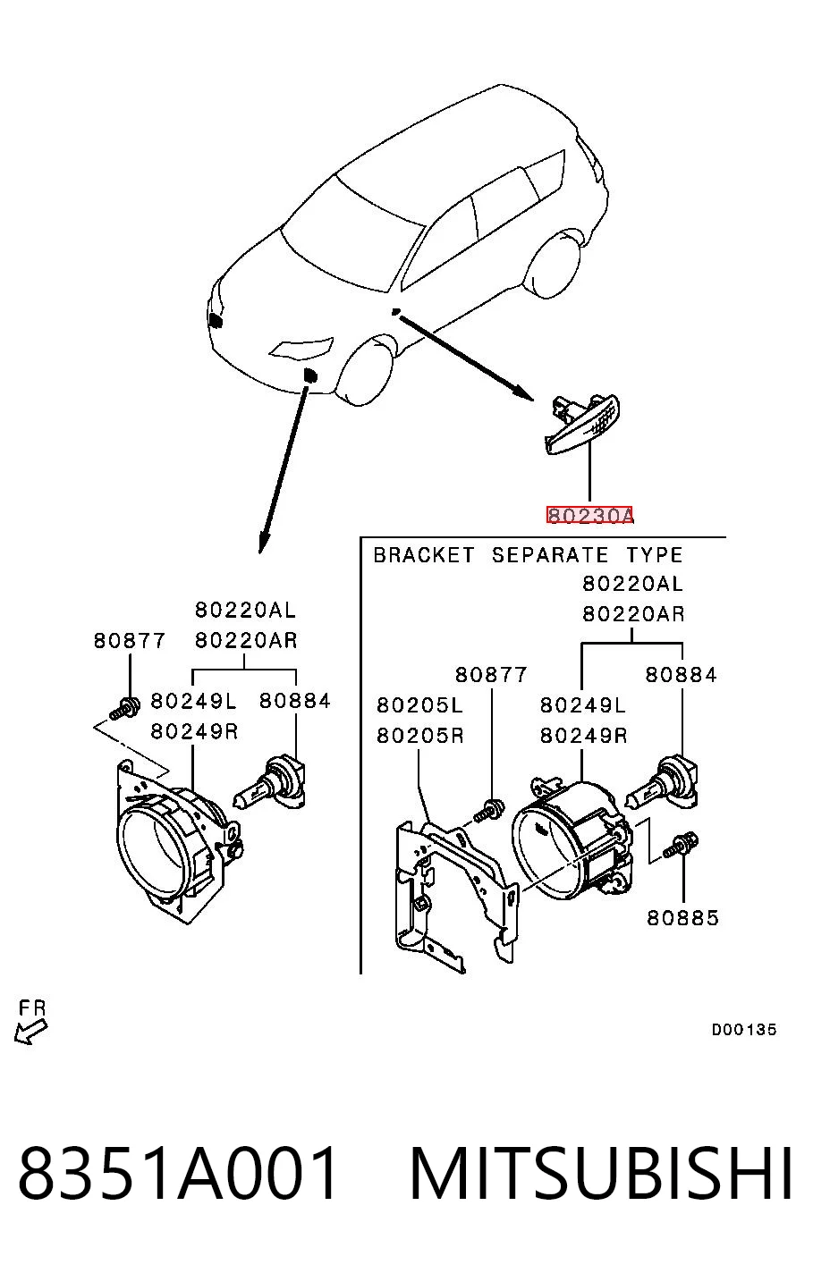 8351A001 Mitsubishi Luz intermitente guardabarros