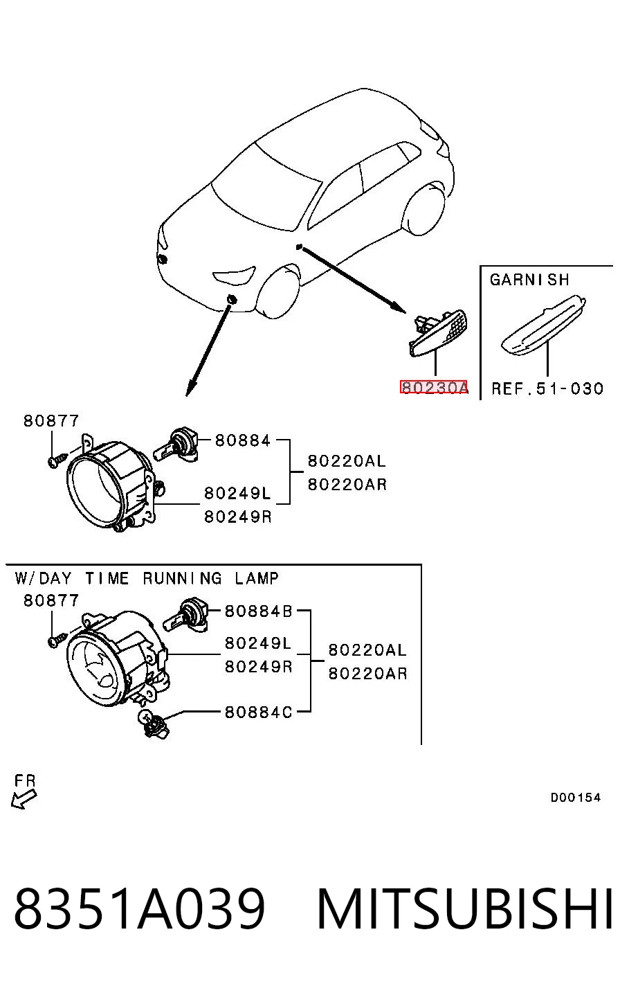 8351A039 Mitsubishi Luz intermitente guardabarros