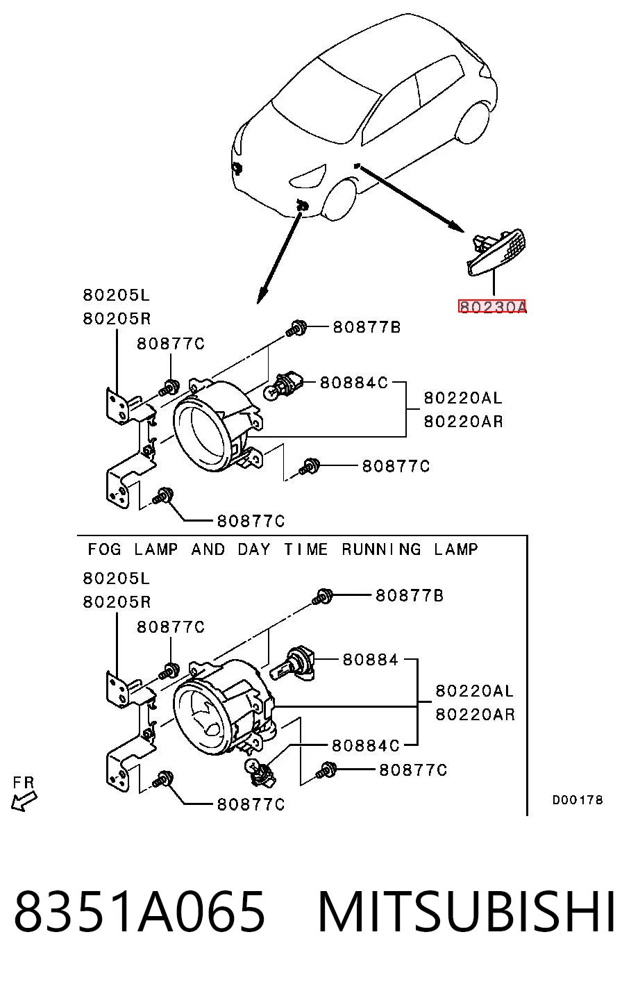 8351A065 Mitsubishi Luz intermitente guardabarros