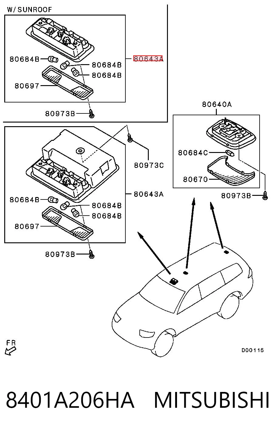8401A206HA Mitsubishi Luz de techo interior (cabina)