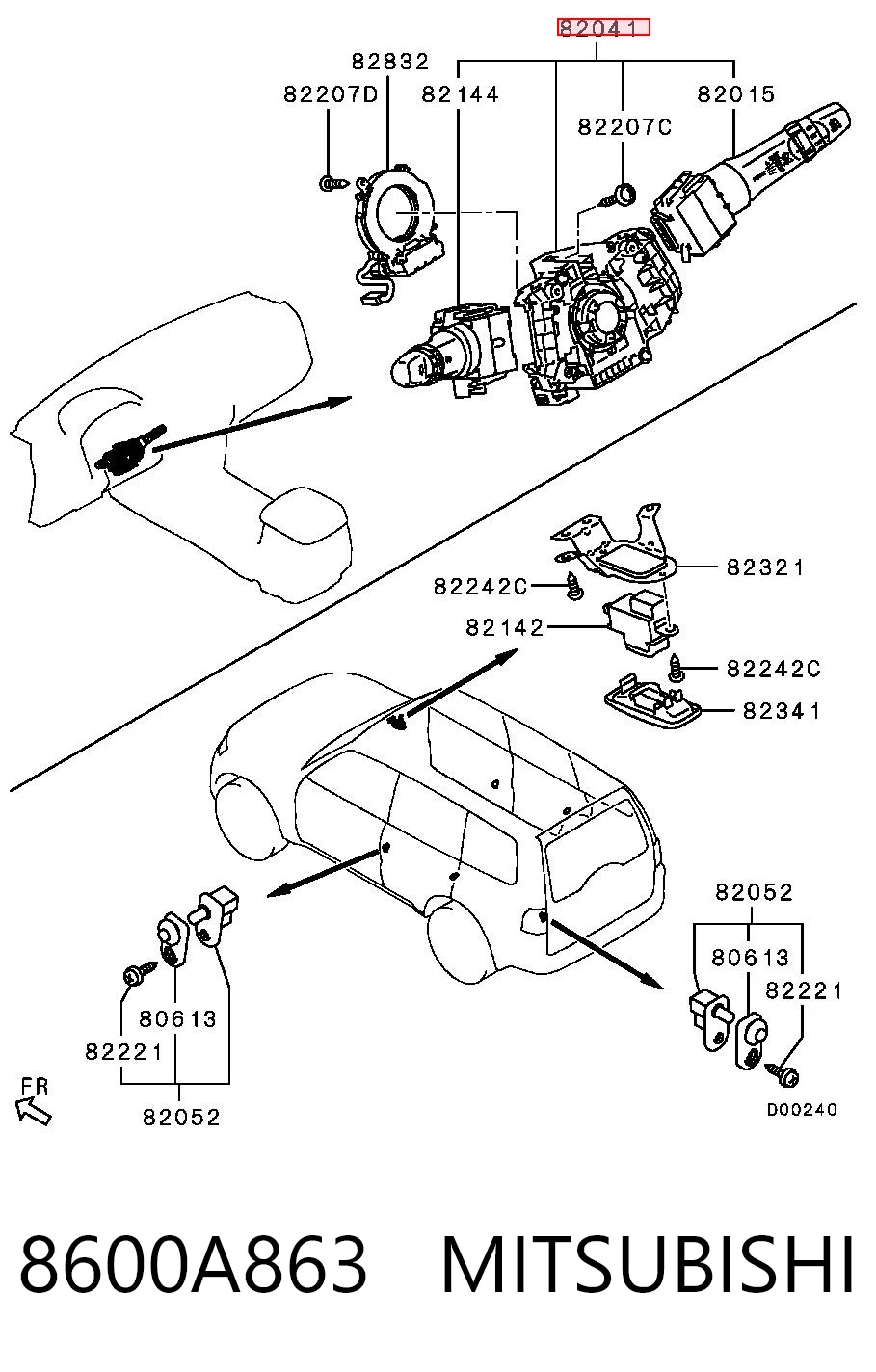 Conmutador columna dirección para Mitsubishi Pajero V90